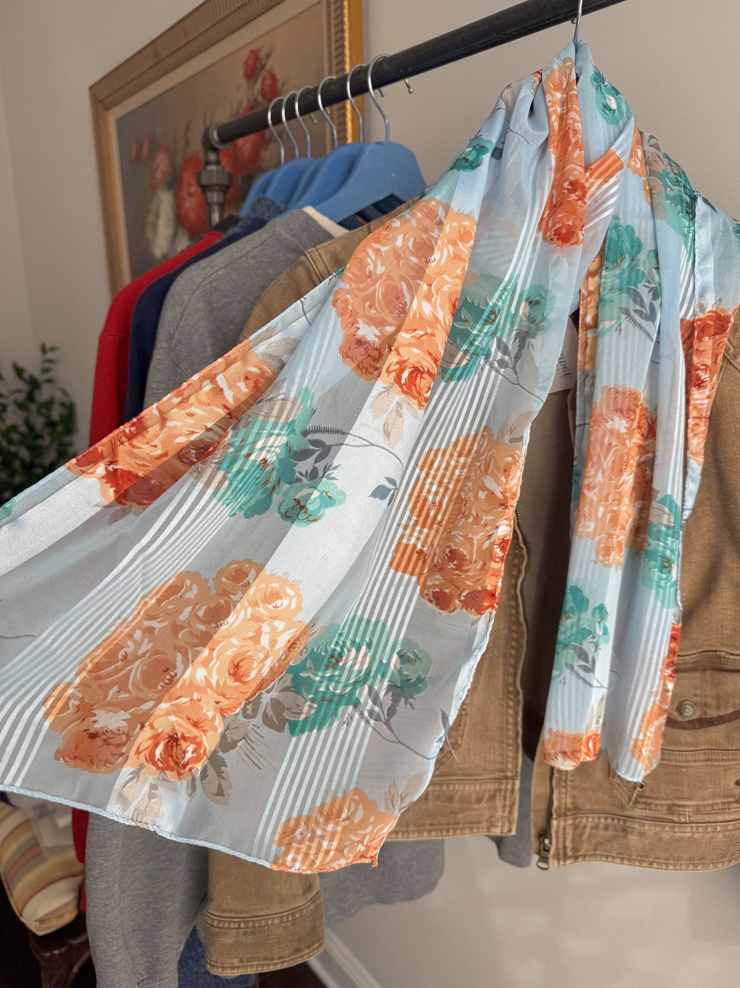 Vintage Blue Floral Scarf