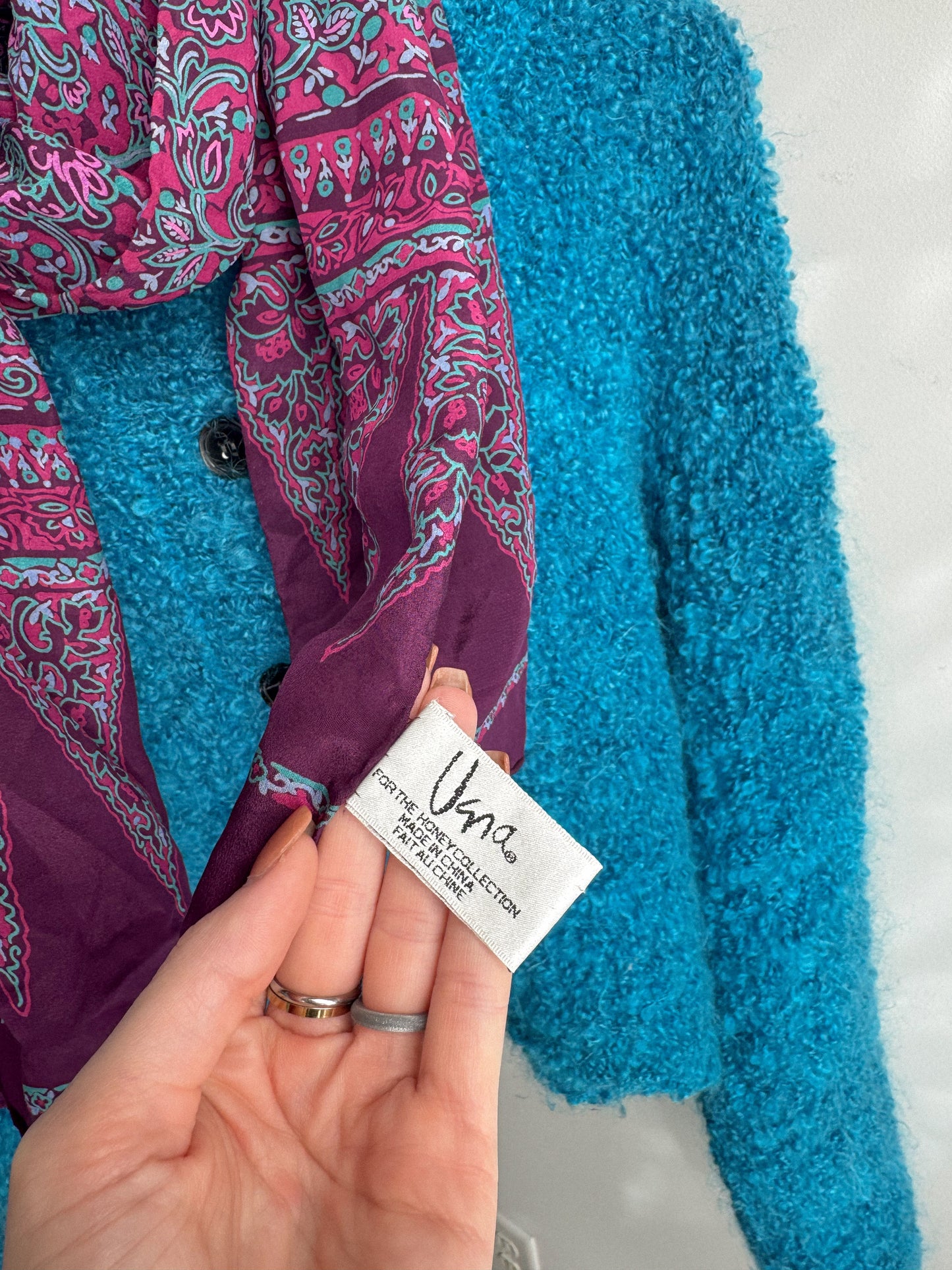 Vintage Purple Floral Silk Scarf