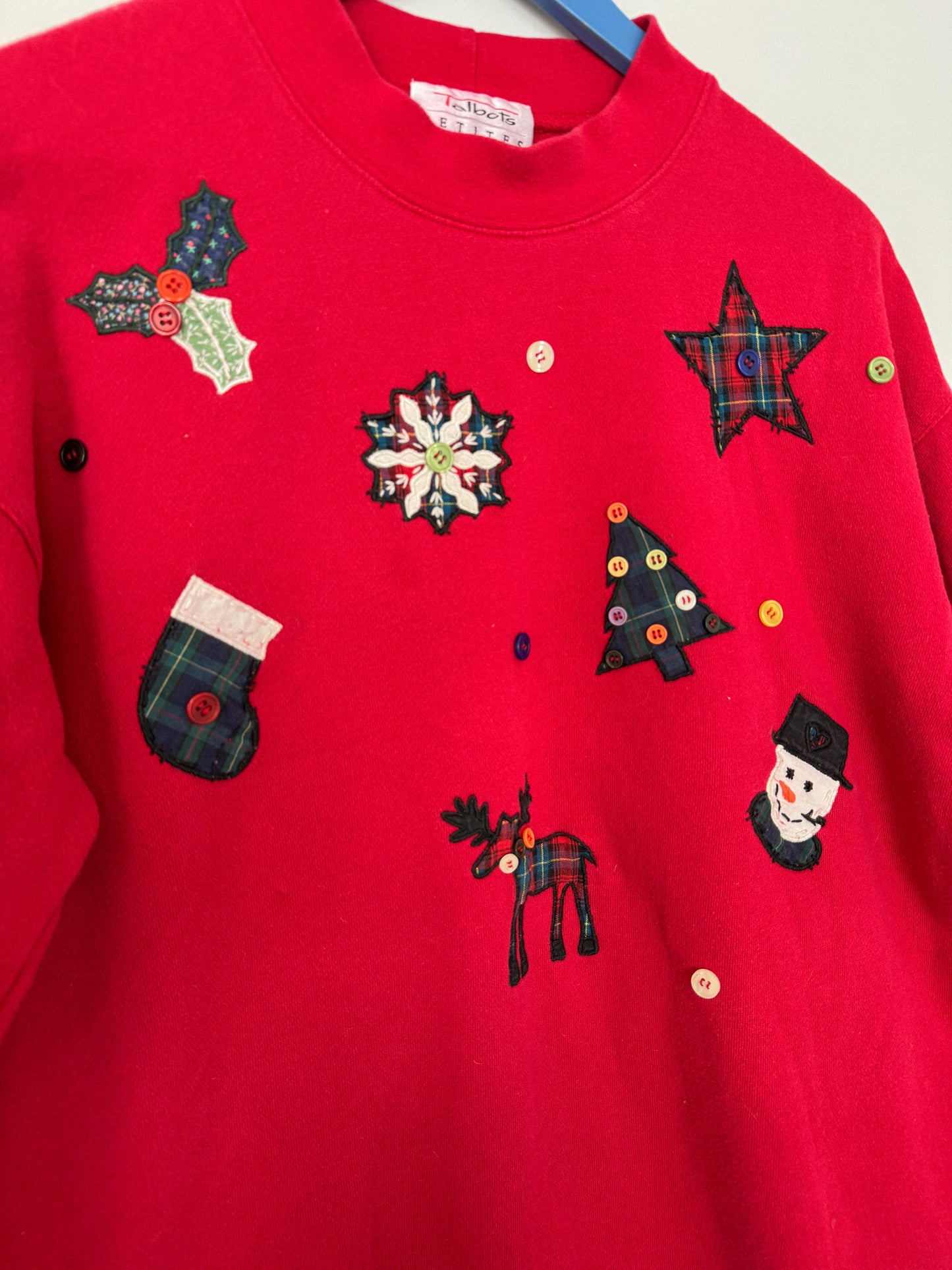 Vintage Holiday Icon Button Sweatshirt
