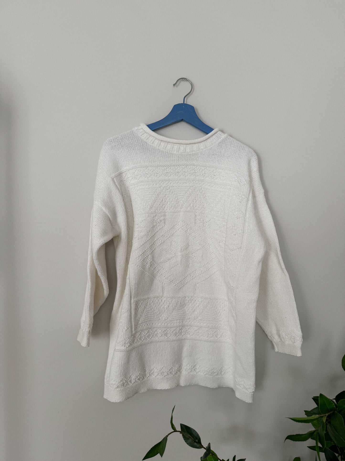 Vintage White Snowflake Knit Sweater