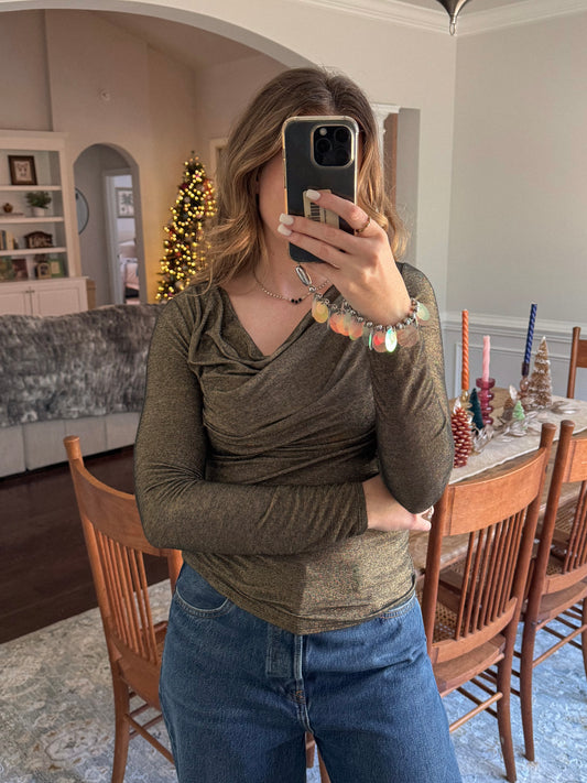 Y2K Shimmer Long Sleeve Top | Size S