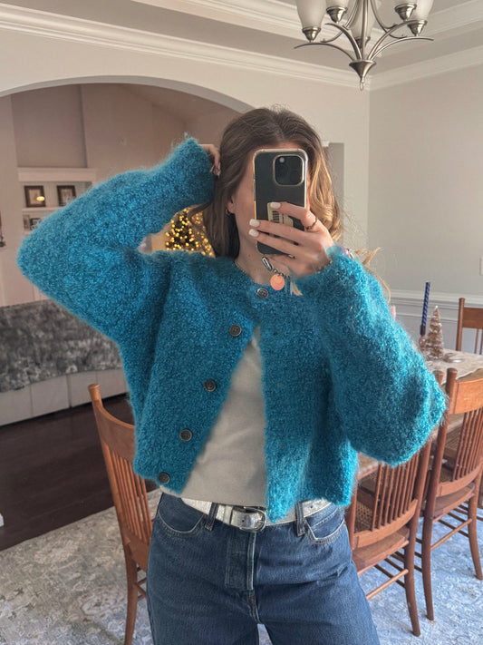 1990s Mohair Wool Blend Cardigan | Size M