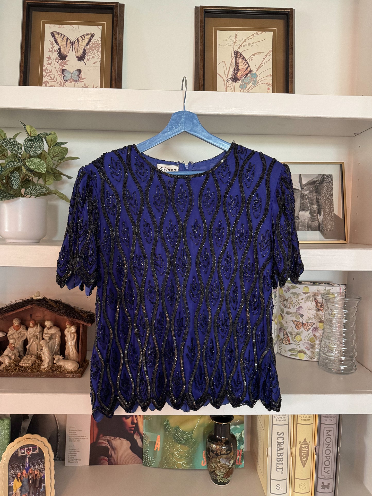 1980's Stenay Silk Beaded Top | Size M/L