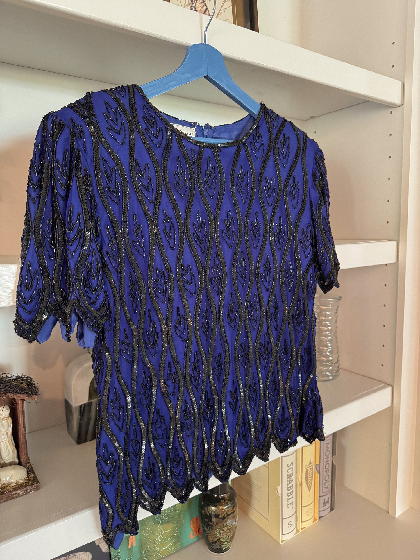 1980's Stenay Silk Beaded Top | Size M/L