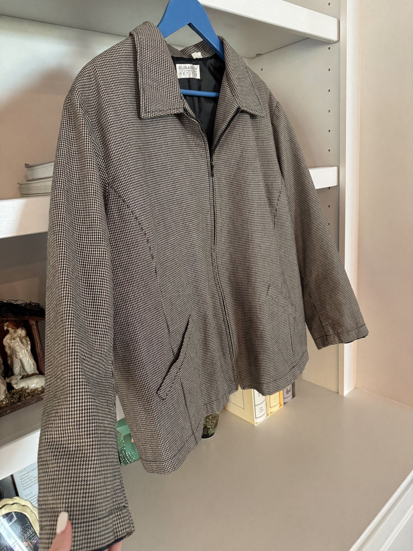 Early 1990's Houndstooth Zip Up Jacket | Size L