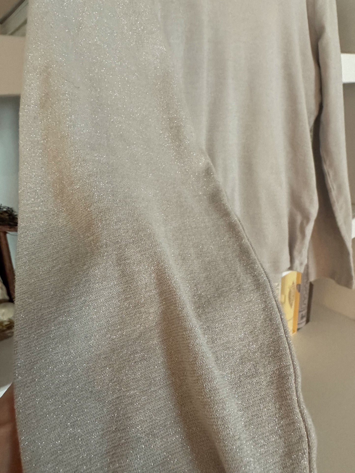 Modern Silver Shimmer Long Sleeve Top | Size M