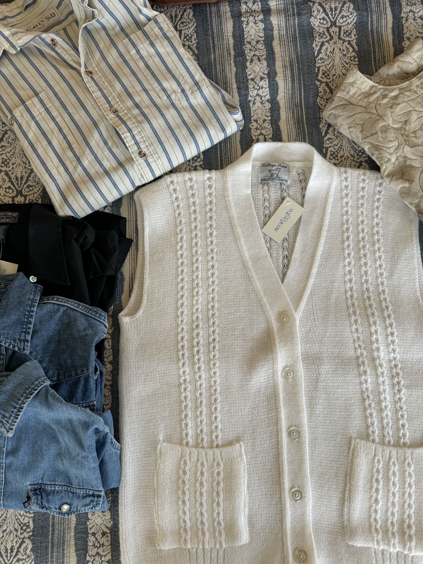 Vintage White Knit Vest