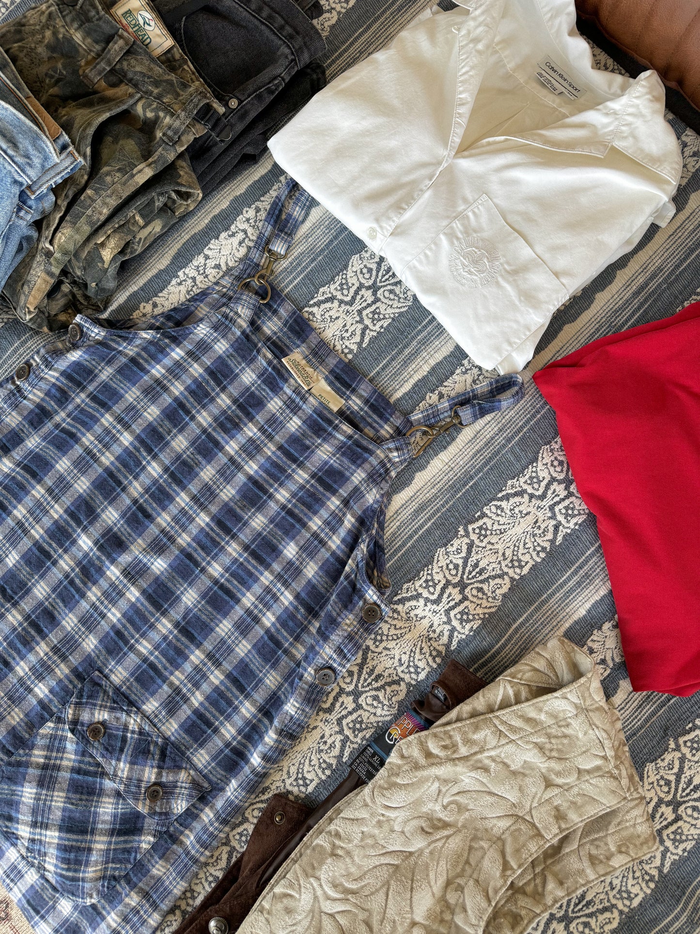 Vintage Plaid Overall Mini Dress