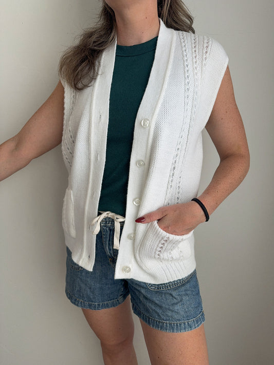 Vintage White Knit Vest