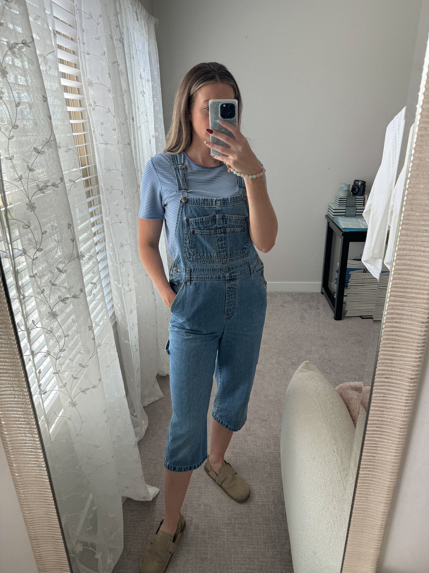 Vintage Cropped Denim Overalls