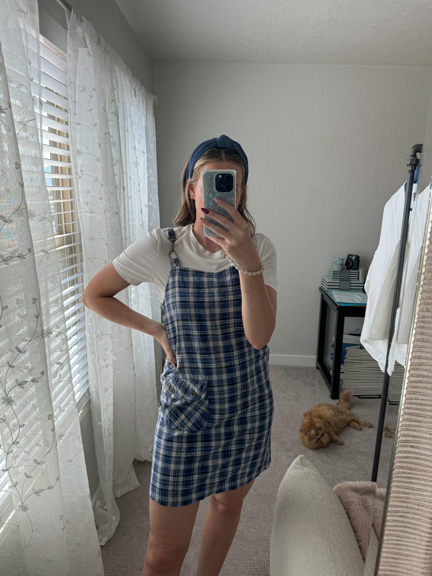 Vintage Plaid Overall Mini Dress