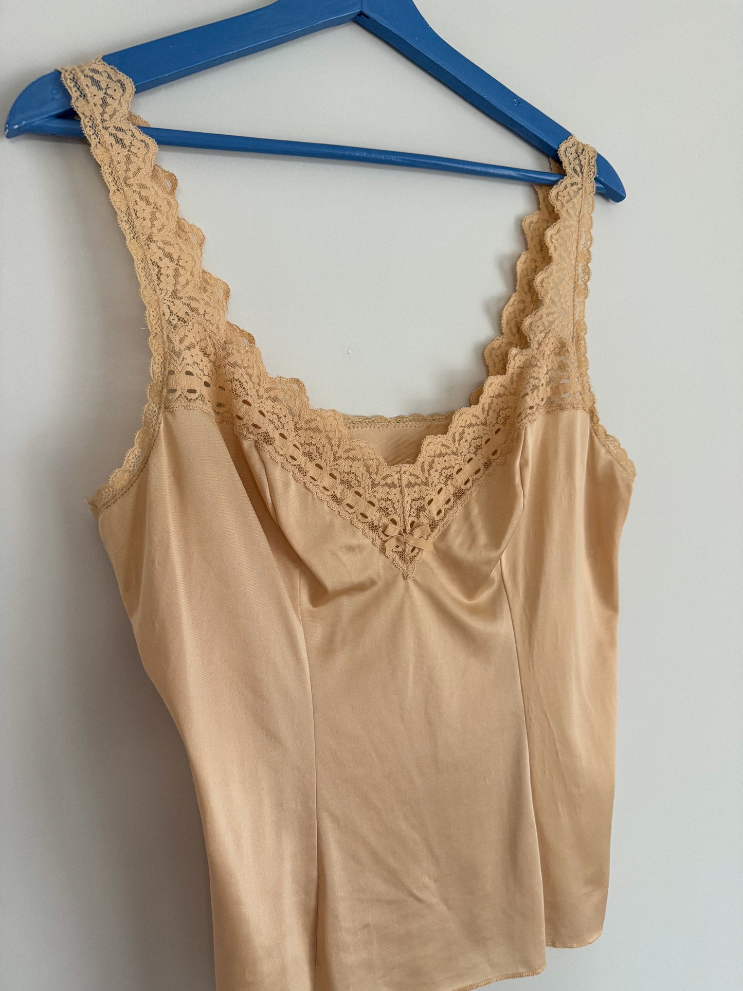 1970's Olga Beige Lace Trim Camisole
