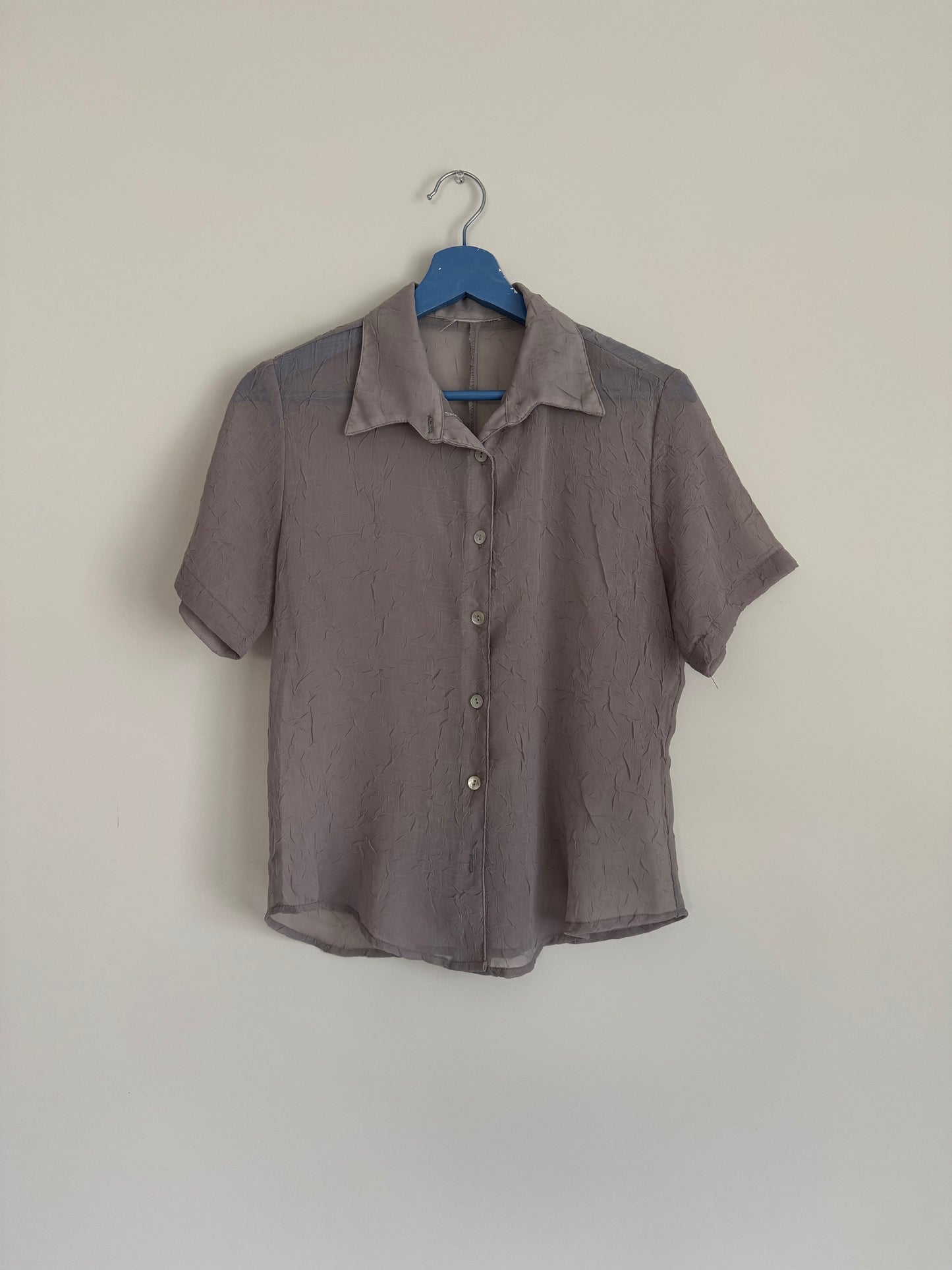 1990's Textured Sheer Button Up Top