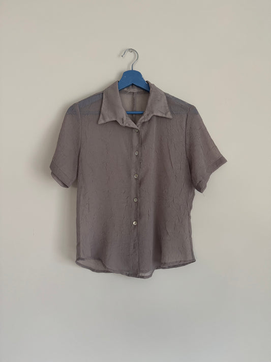 1990's Textured Sheer Button Up Top