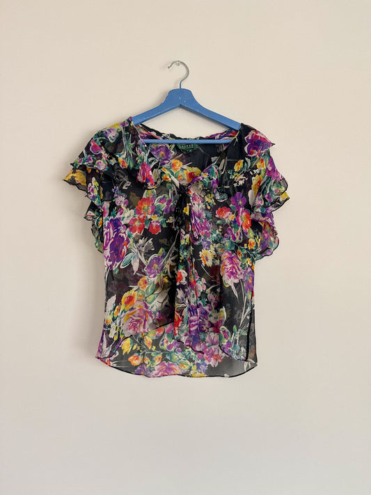 Y2K Ralph Lauren Silk Floral Blouse