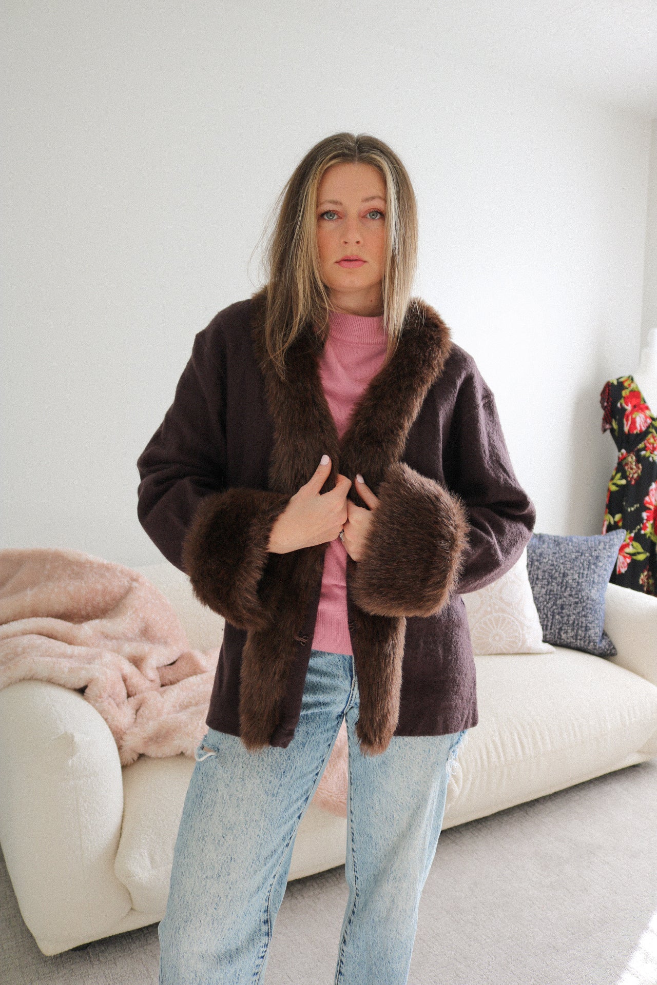 Vintage Faux Fur Wool Jacket