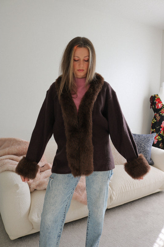 Vintage Faux Fur Wool Jacket