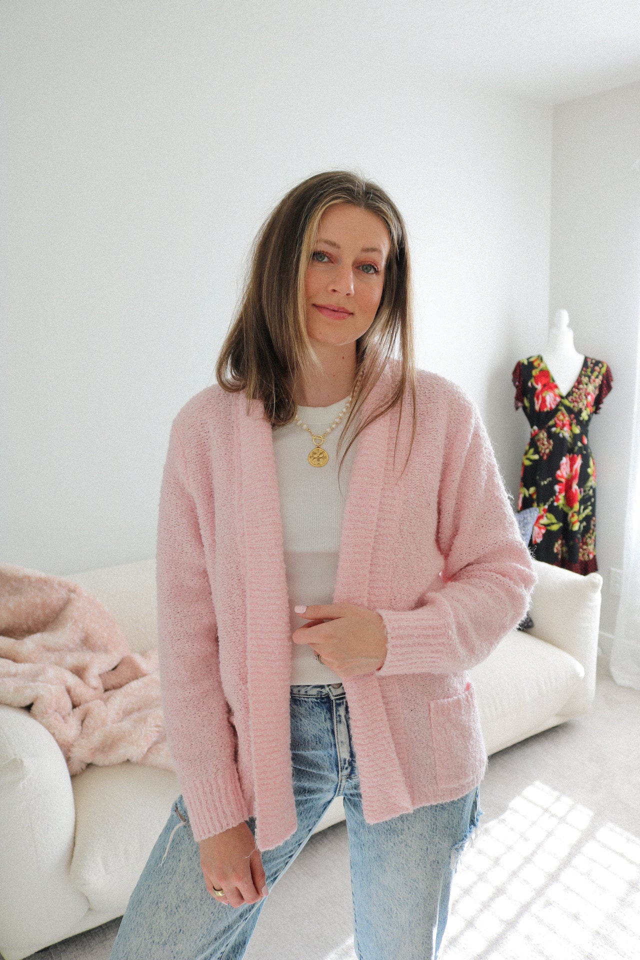 Vintage Pink Teddy Cardigan