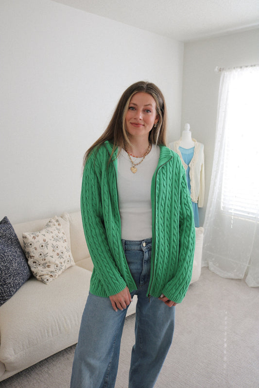 Vintage L.L. Bean Cable Knit Zip Up