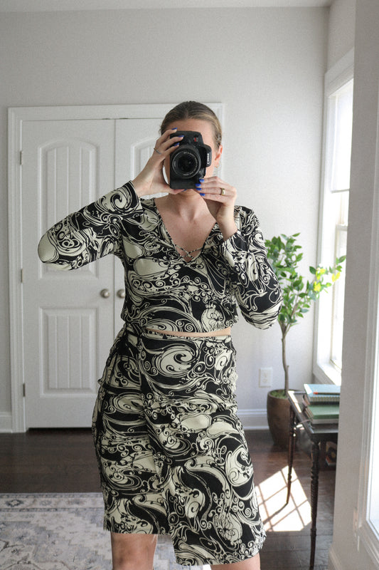 Retro BCBG Paris Midi Wrap Skirt