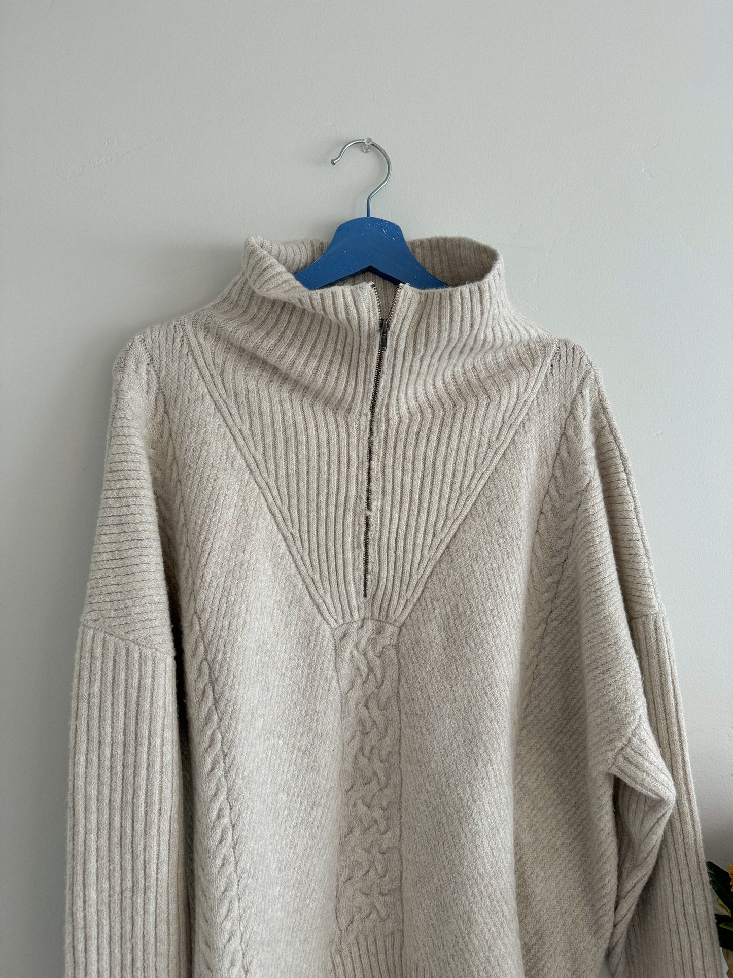 NWT Oatmeal Half Zip Sweater