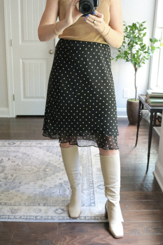 Vintage Polka Dot Midi Skirt