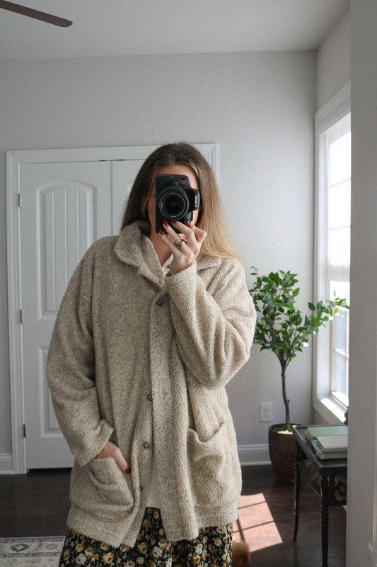 Vintage Cozy Exposed Stitch Jacket