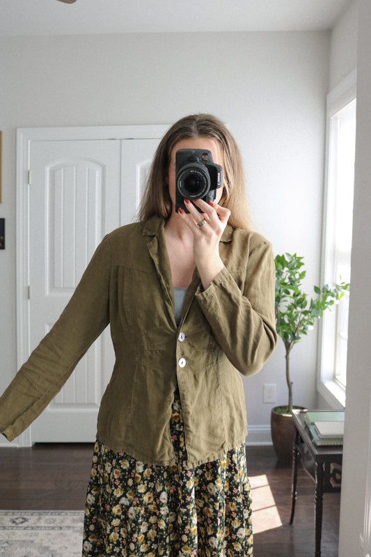 Vintage Linen Blazer Top