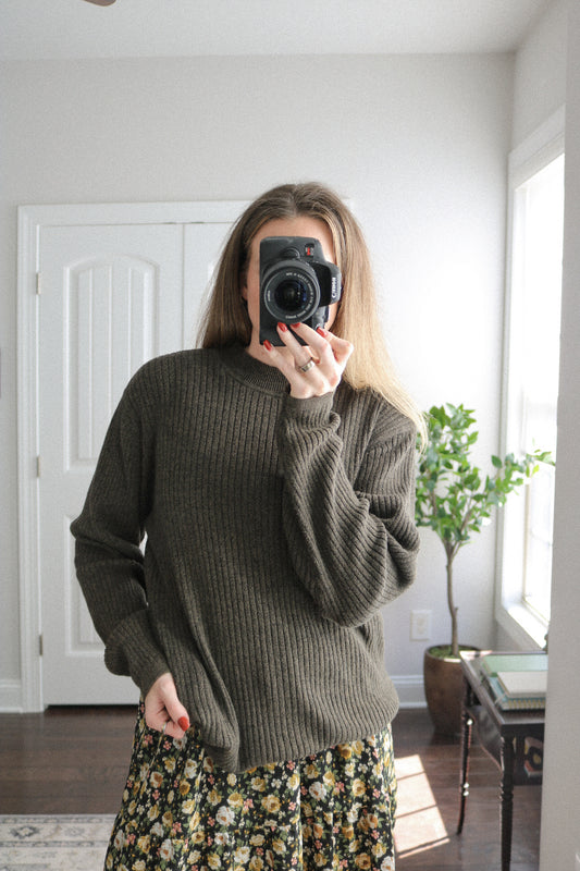 Vintage Ribbed Chocolate Brown Sweater