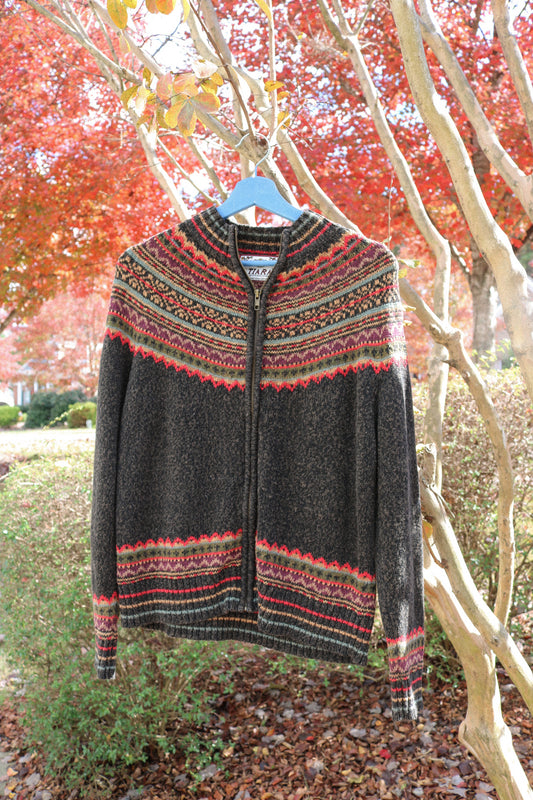 Vintage Fair Isle Zip Up Sweater