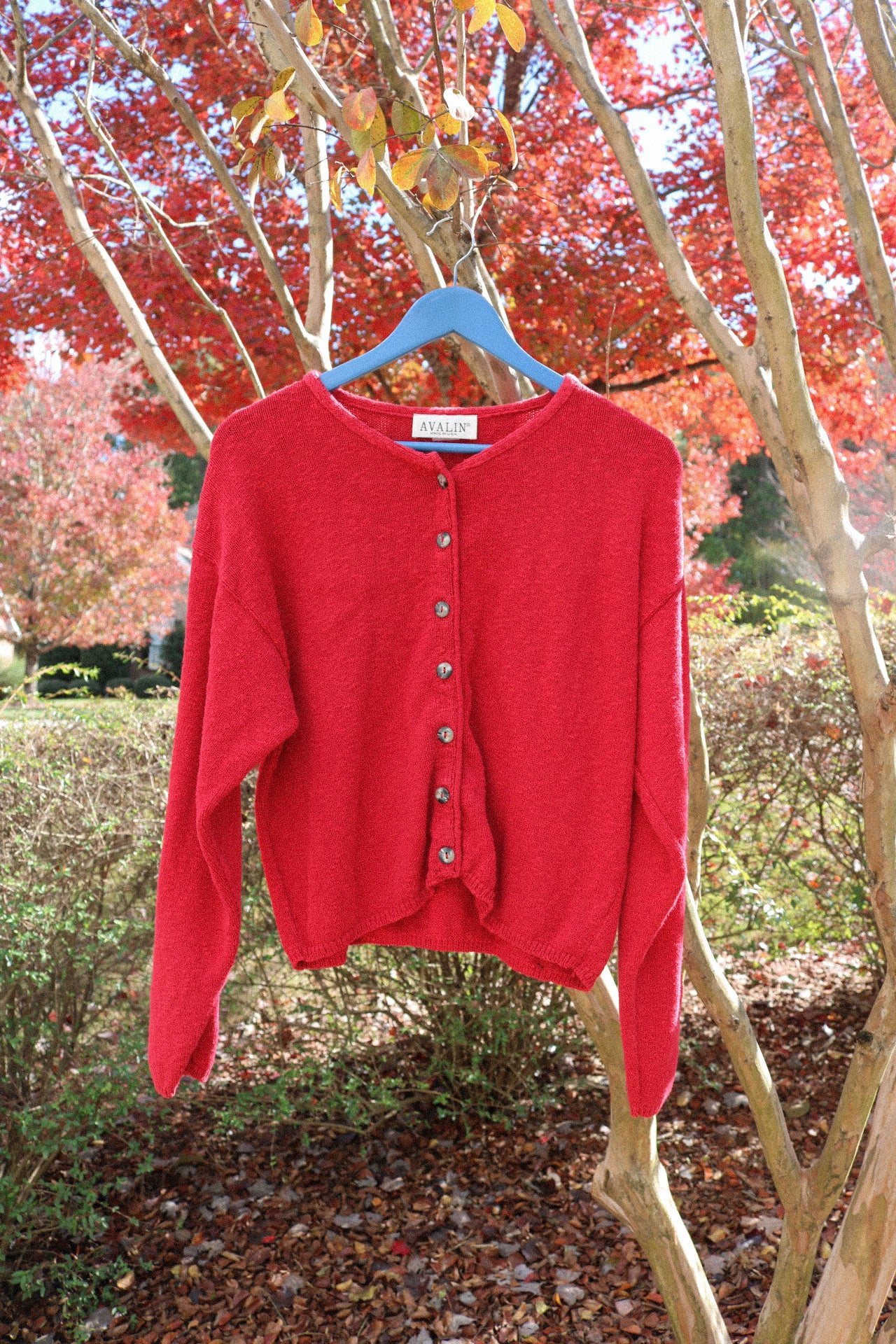 Vintage Red Knit Sweater Cardigan
