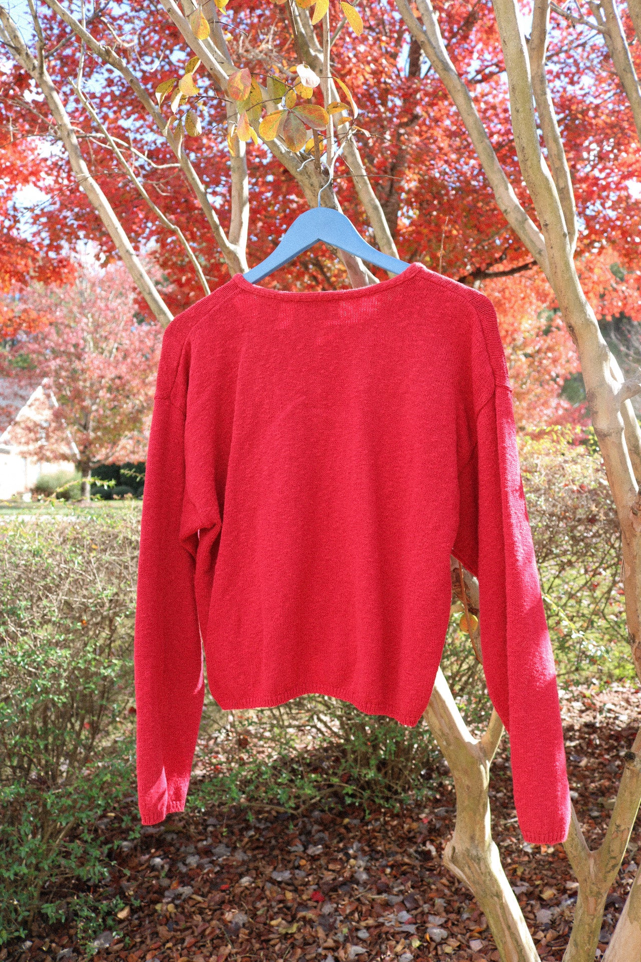 Vintage Red Knit Sweater Cardigan