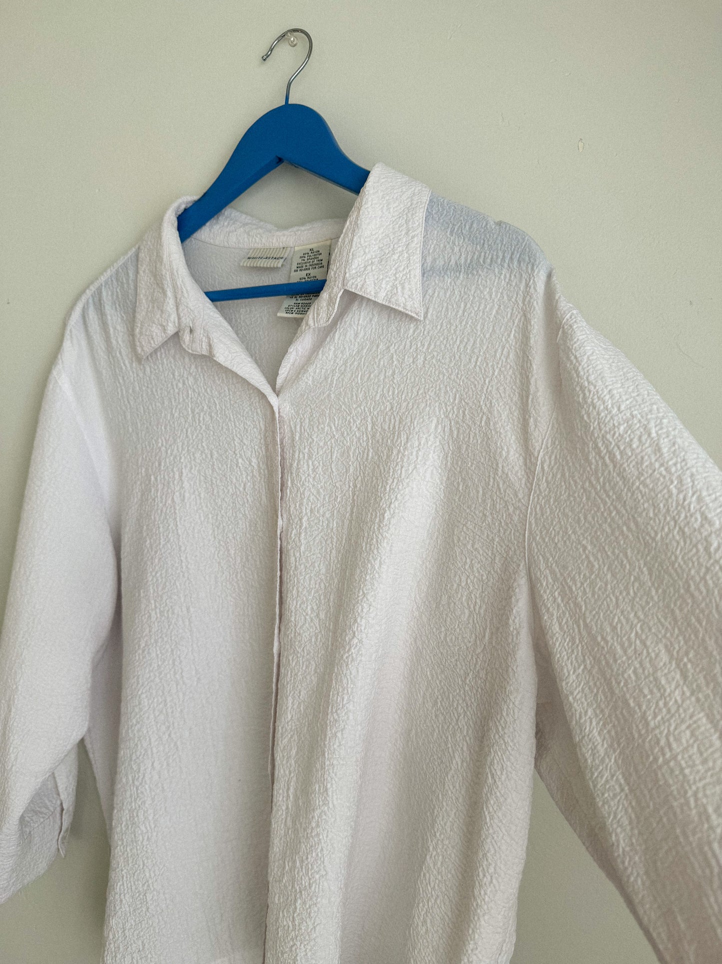 Vintage Textured White Button Up