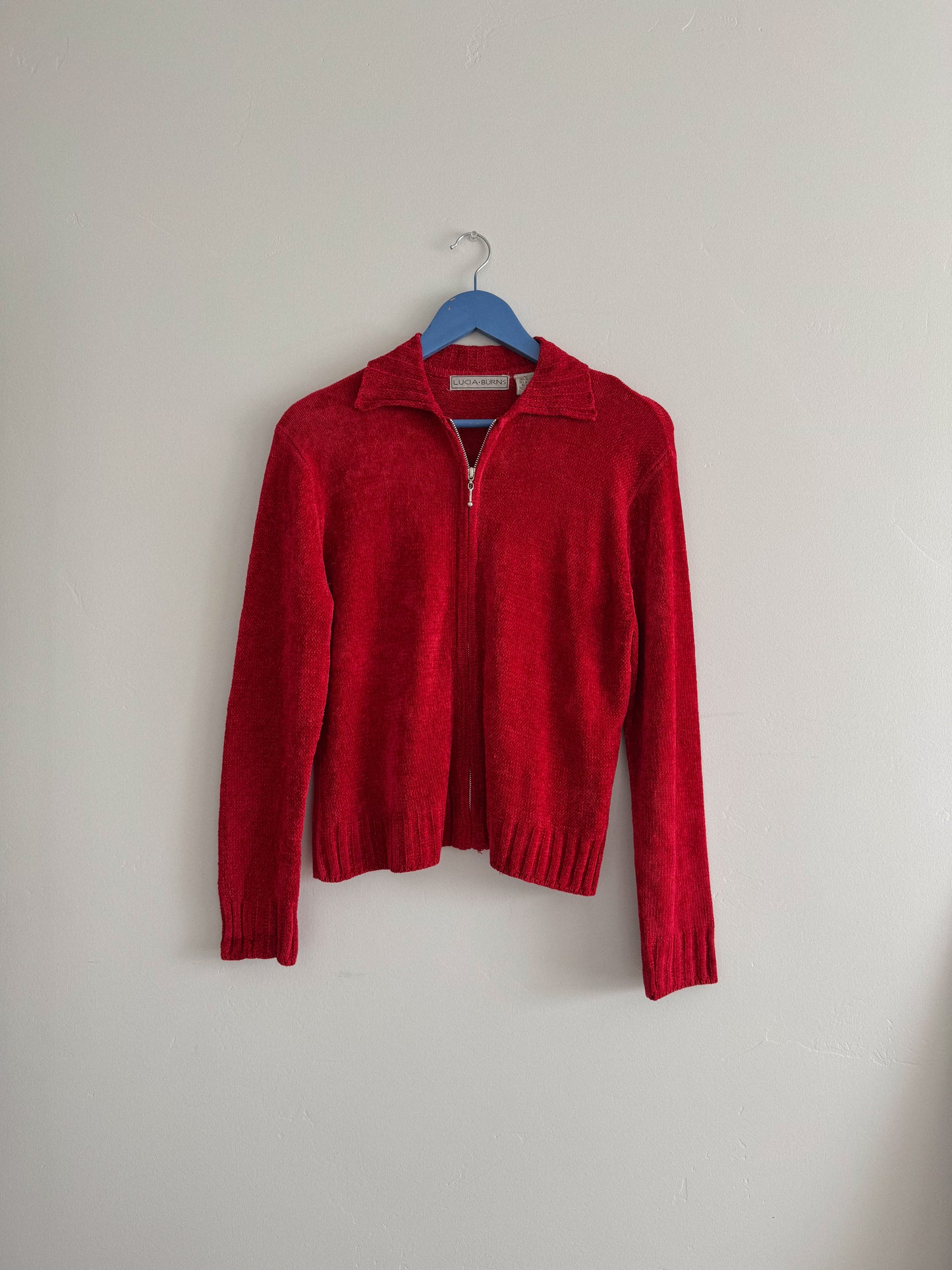 Vintage Red Zip Up Sweater