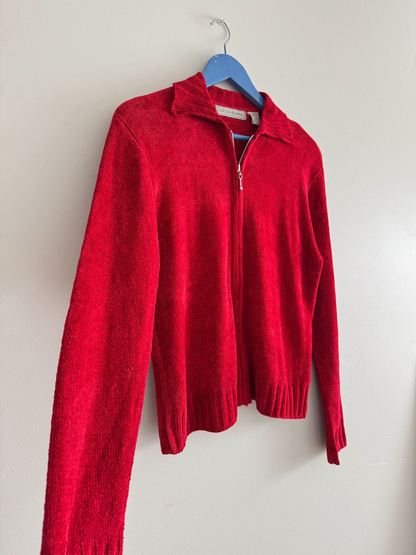 Vintage Red Zip Up Sweater