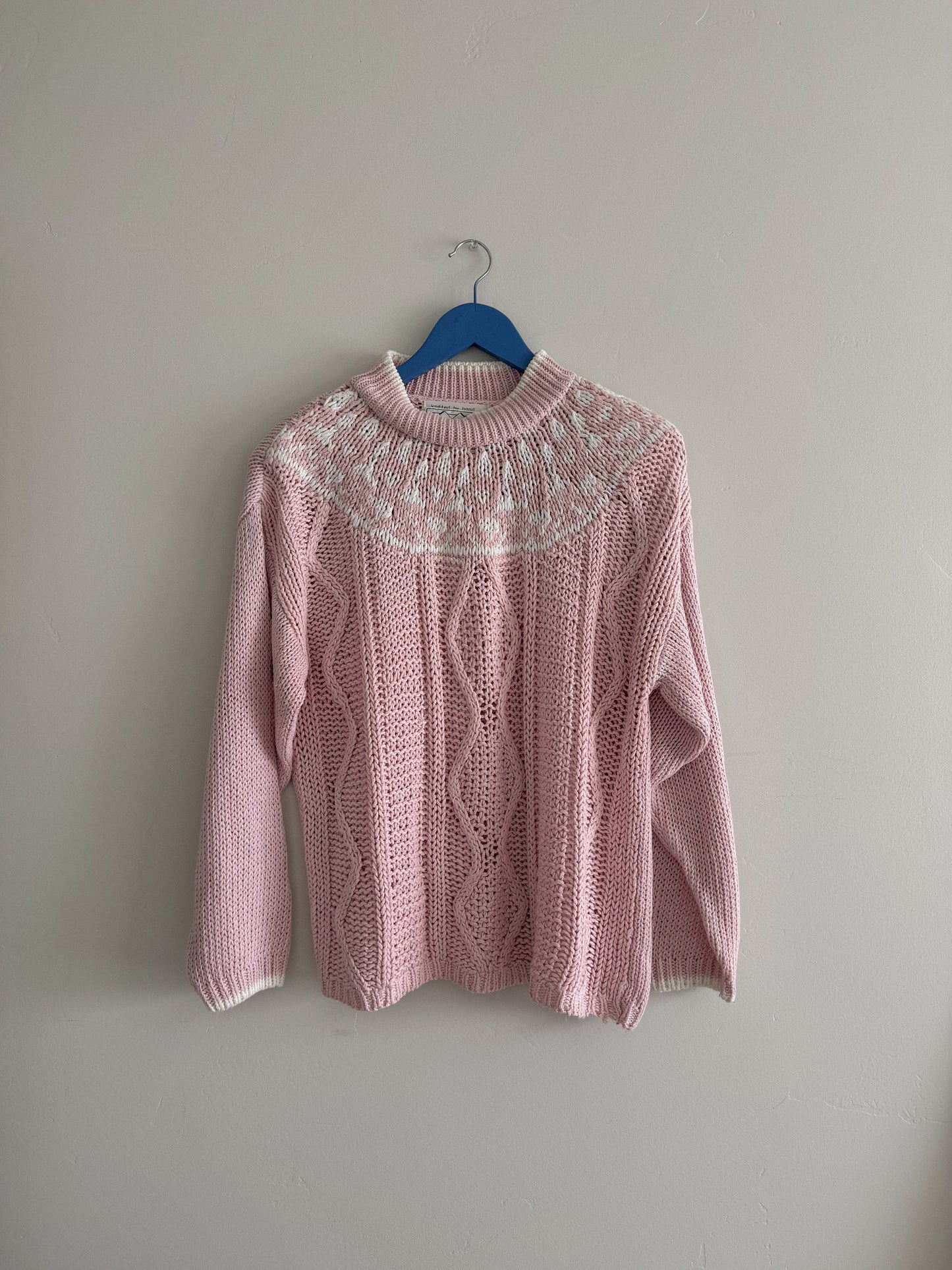 Vintage Hand-knit Pink Sweater
