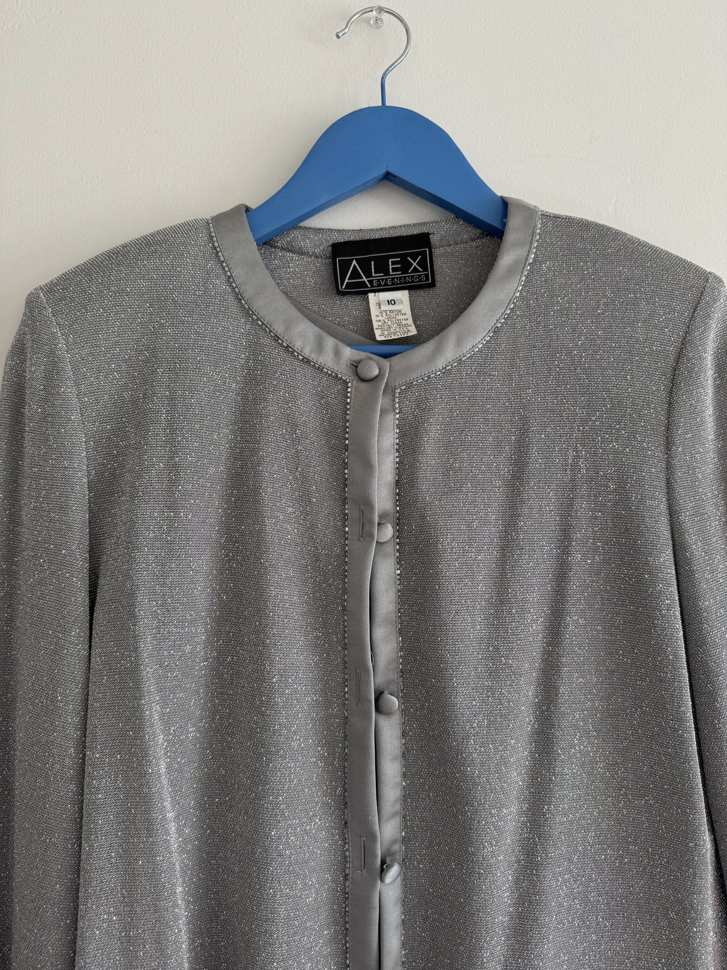 Vintage Silver Beaded Cardigan Dress Set