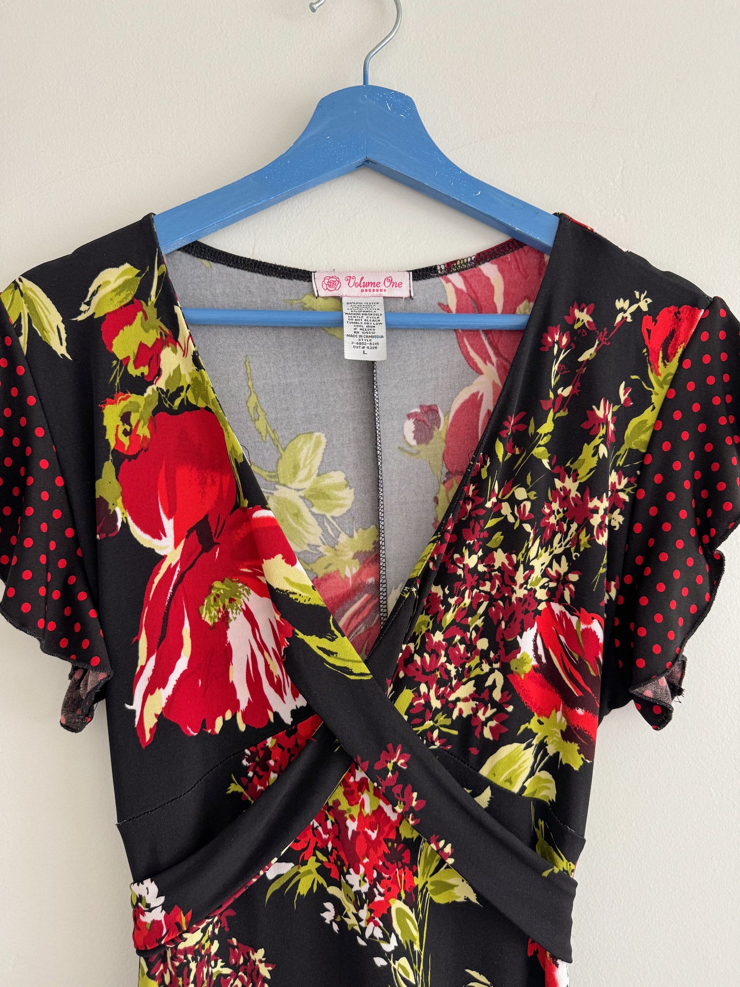 Vintage Red & Black Floral Dress