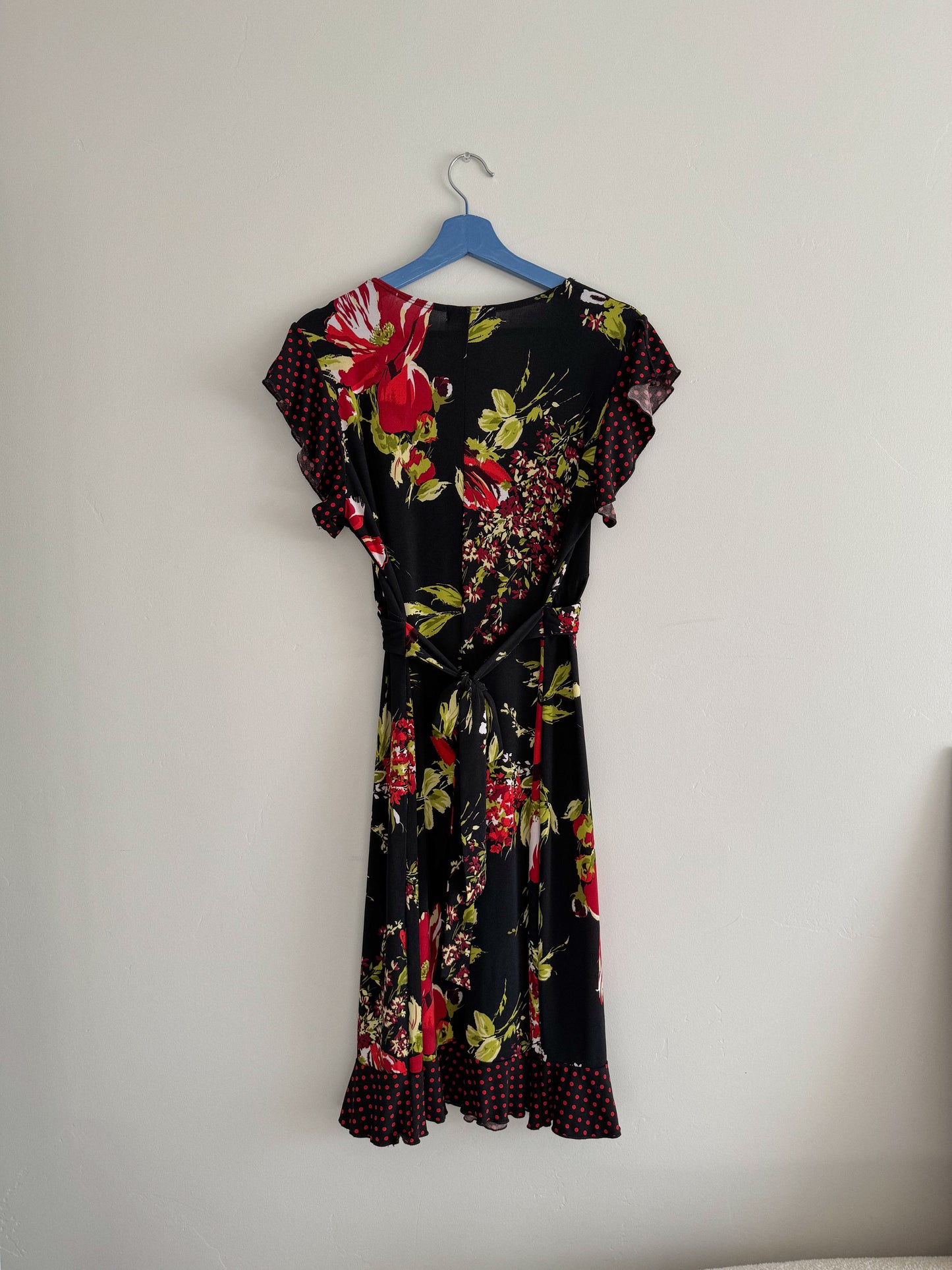 Vintage Red & Black Floral Dress